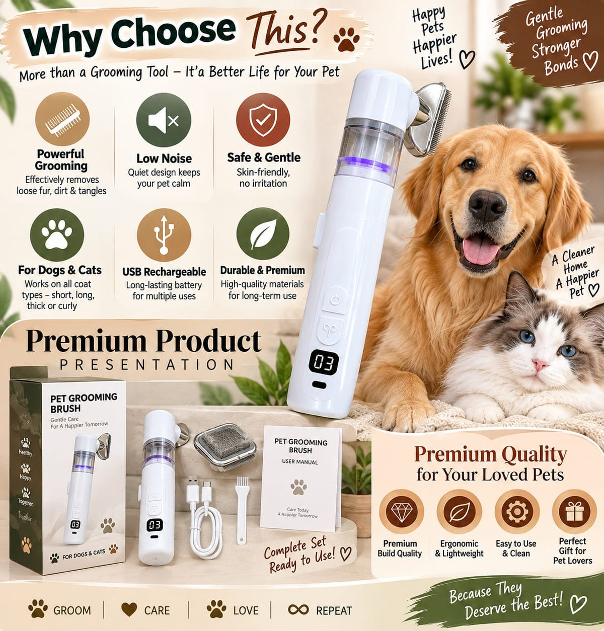 Two-in-one Electric Pet Hair Removal Knot Untying Comb