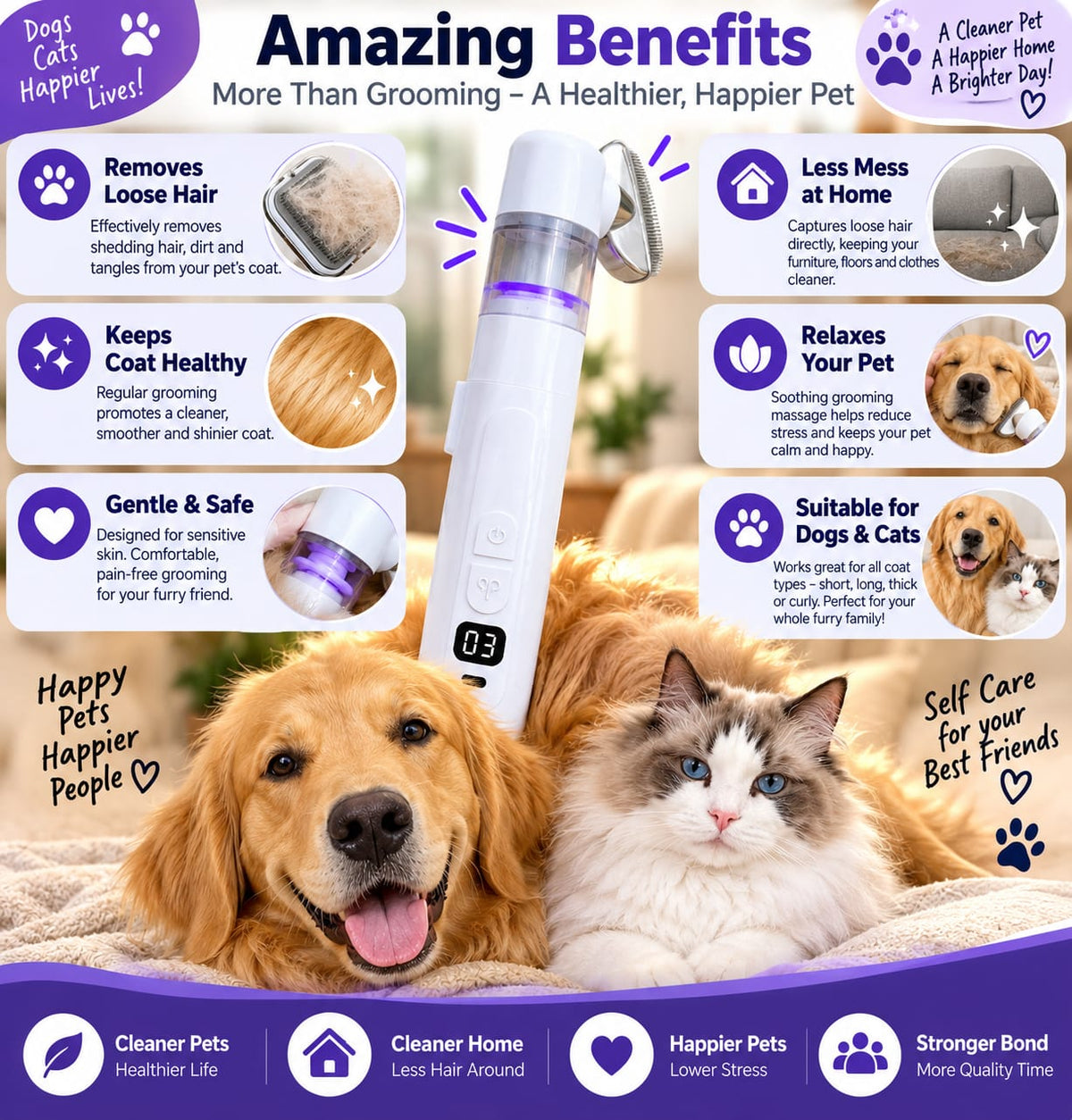 Two-in-one Electric Pet Hair Removal Knot Untying Comb